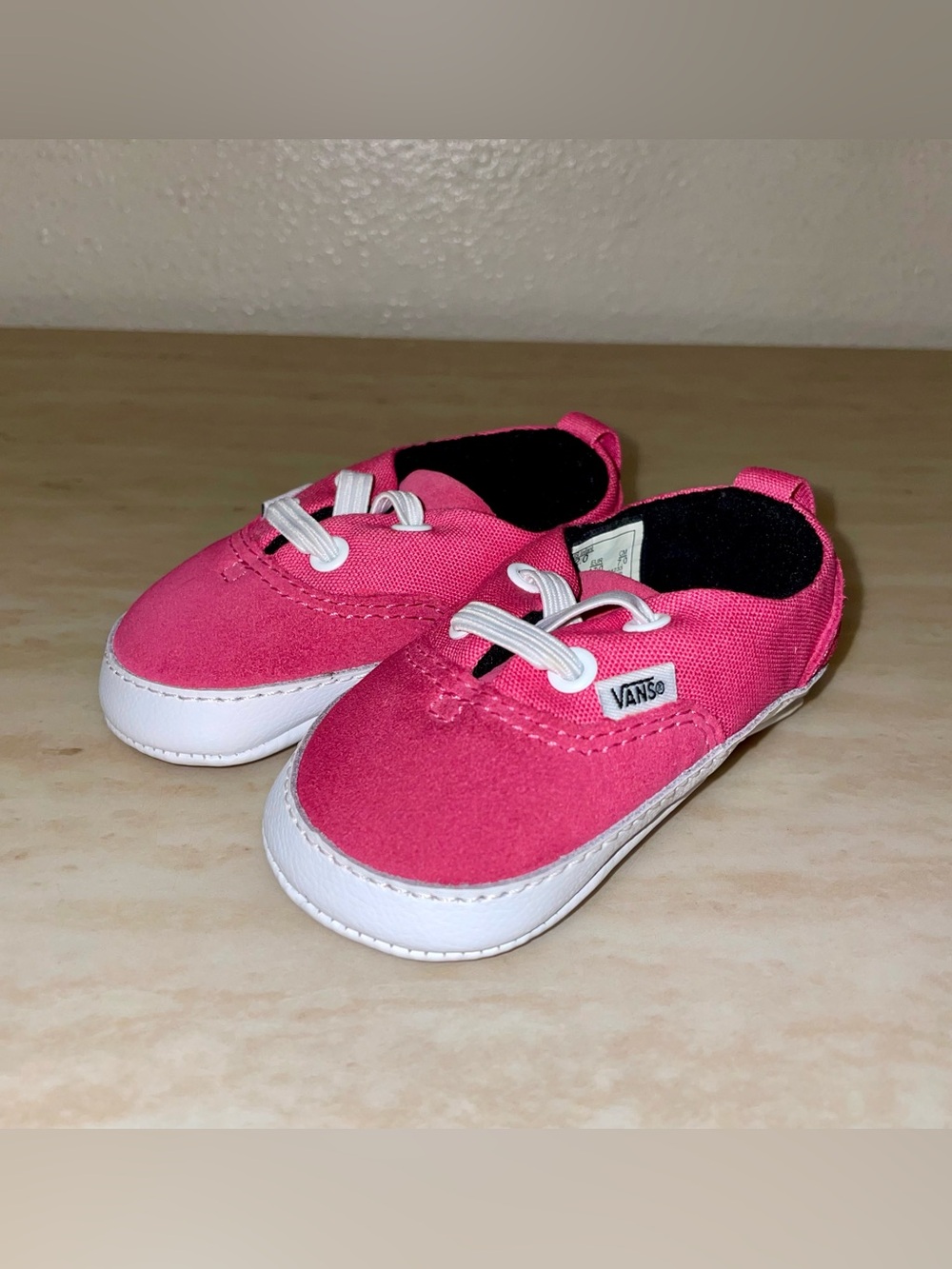 Size 2 Pink Baby Vans Crib Shoes